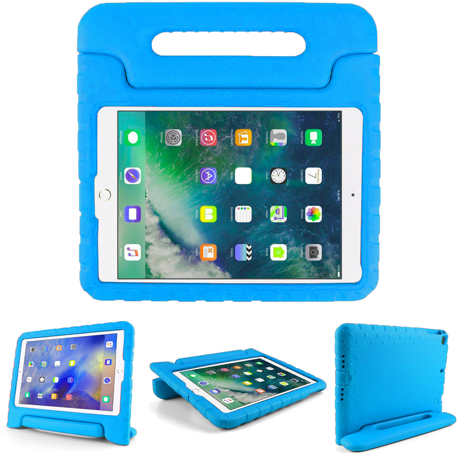 Solidenz EVA iPad Hoes voor kids - iPad 2018 2017 Air 1 Air 2 - 9.7 inch - Blauw 1