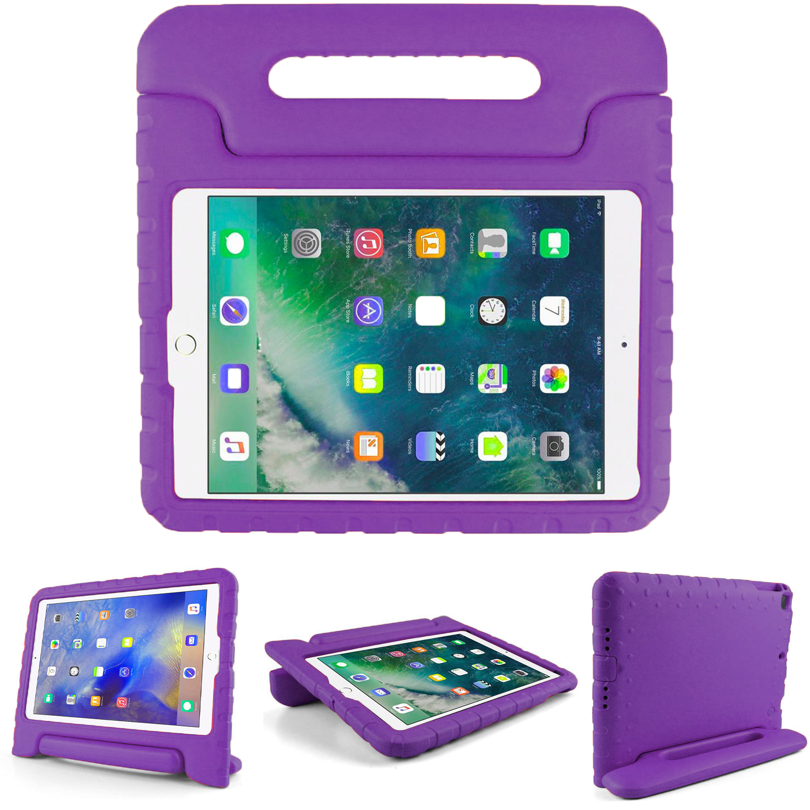 Solidenz EVA iPad Hoes voor kids - iPad 2018 2017 Air 1 Air 2 - 9.7 inch - Paars 1