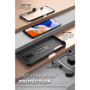 Supcase 360 Backcase hoesje met screenprotector Samsung Galaxy A14 - Zwart 4
