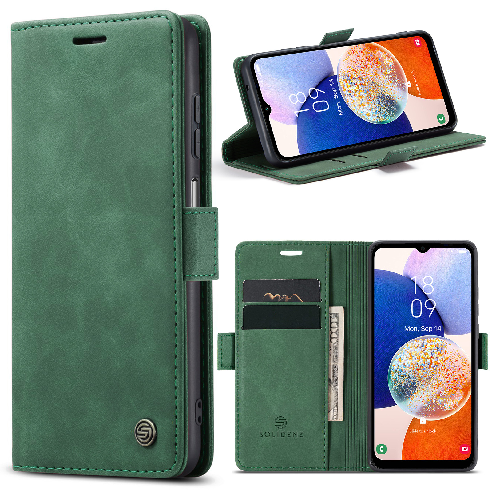 Solidenz Urban Book Samsung A14 hoesje - Groen 1