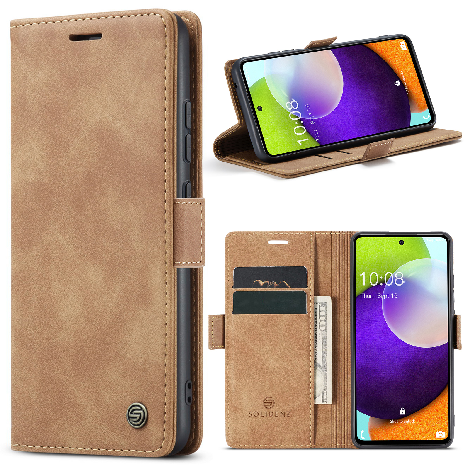 Solidenz Urban Book Samsung A52s / A52 hoesje - Bruin Main Image