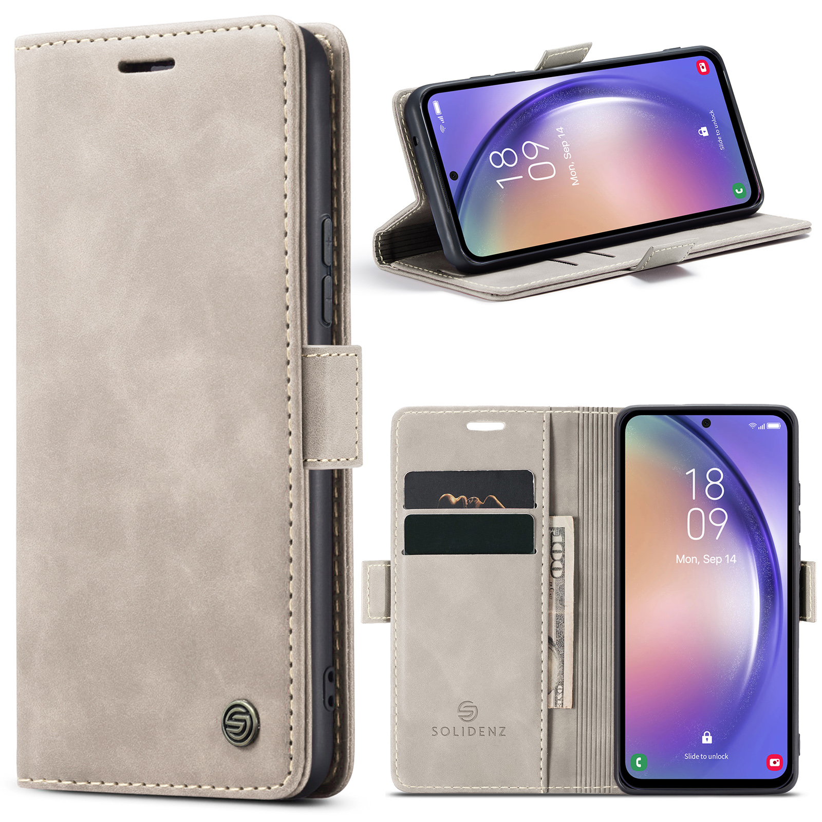 variatie Solidenz Urban Book Samsung A54 hoesje – Beige
