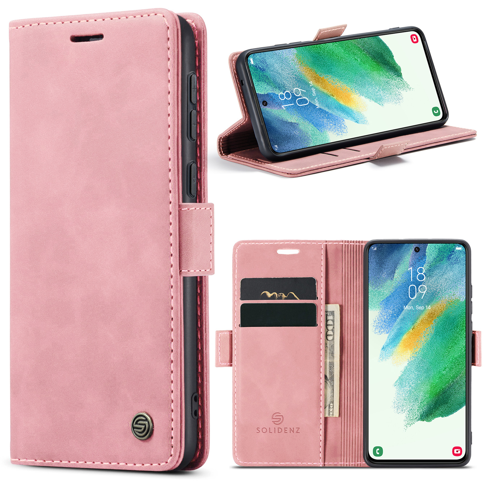 variatie Solidenz Urban Book Samsung S21 FE hoesje – Roze