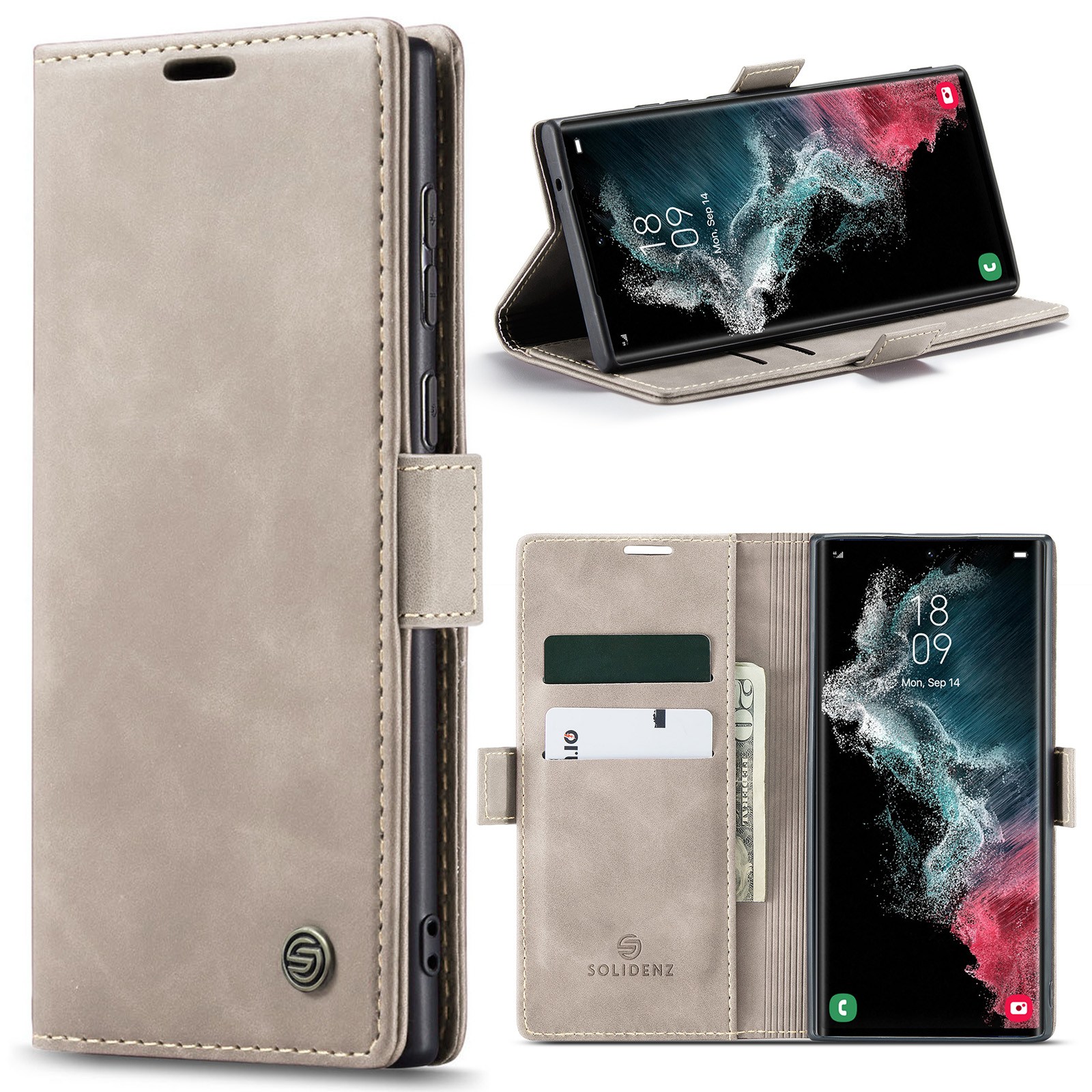 Solidenz Urban Book Samsung S22 Ultra hoesje - Beige