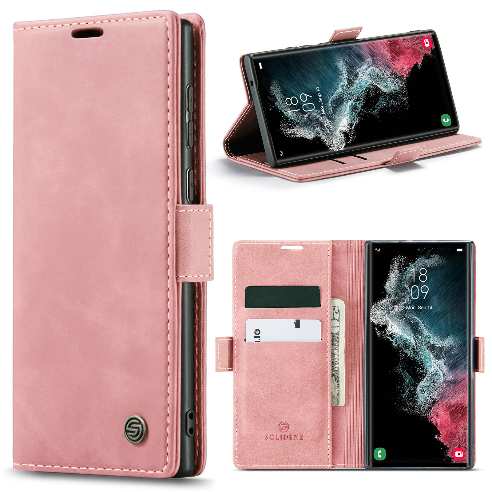 variatie Solidenz Urban Book Samsung S22 Ultra hoesje – Roze