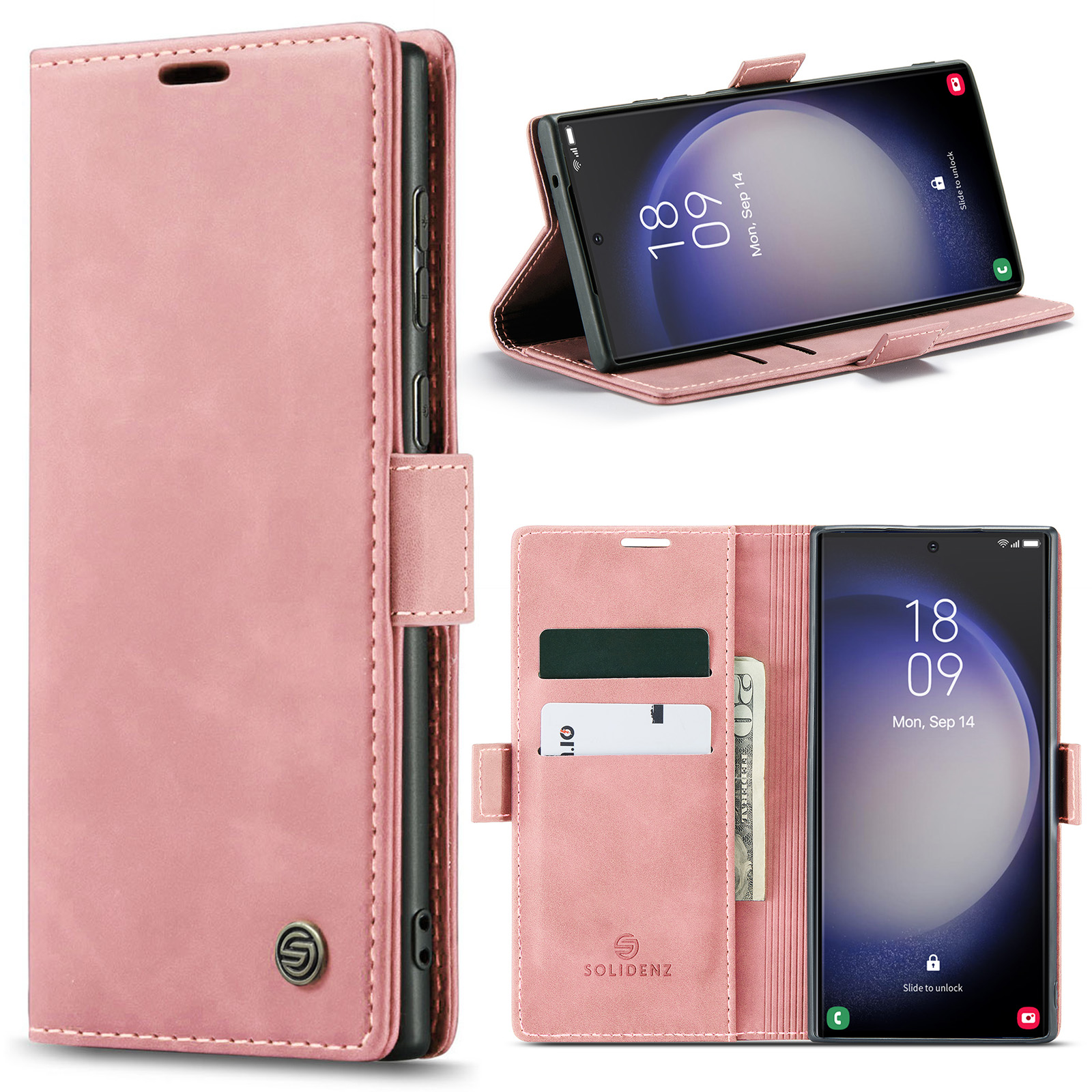variatie Solidenz Urban Book Samsung S23 Ultra hoesje – Roze