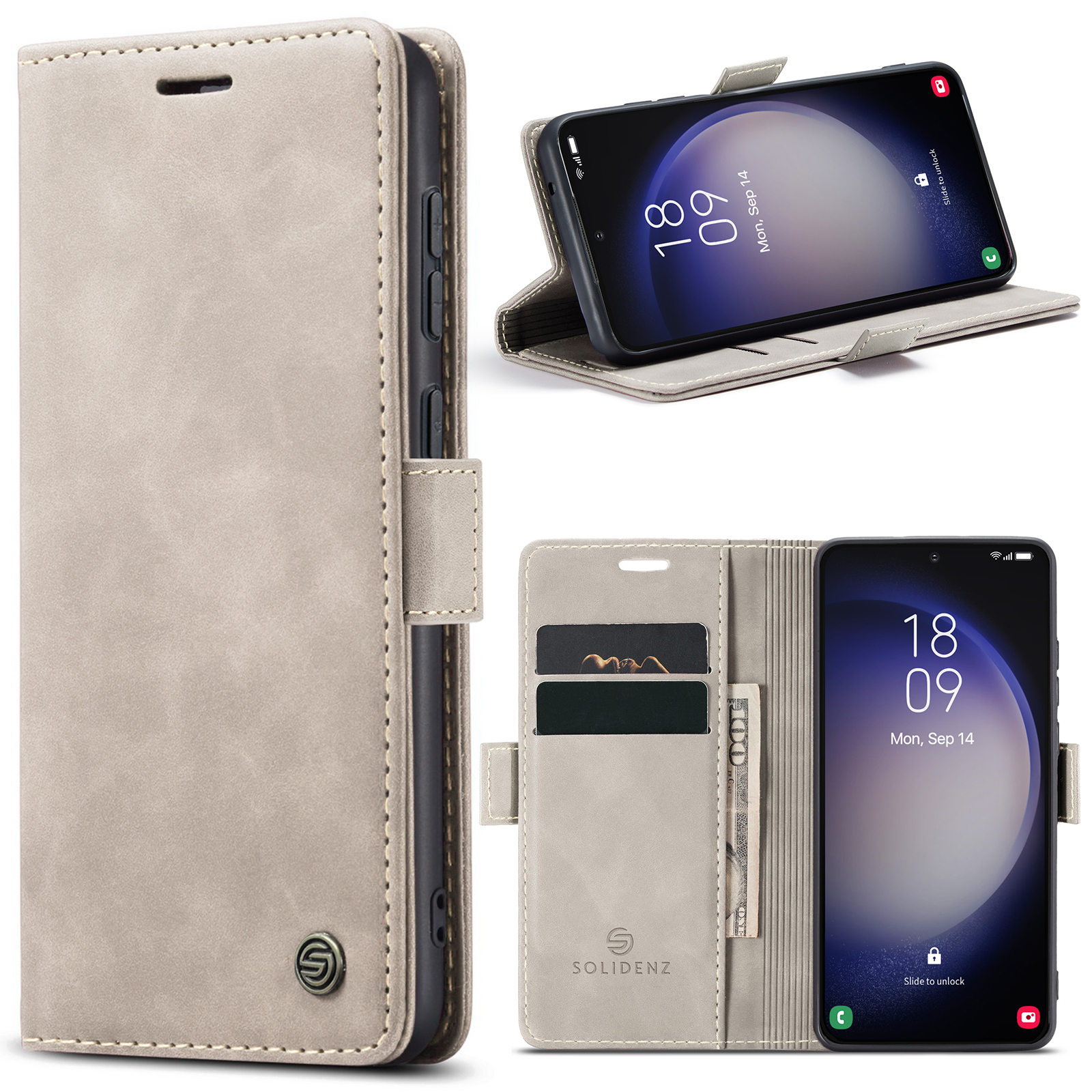 variatie Solidenz Urban Book Samsung S23 hoesje – Beige