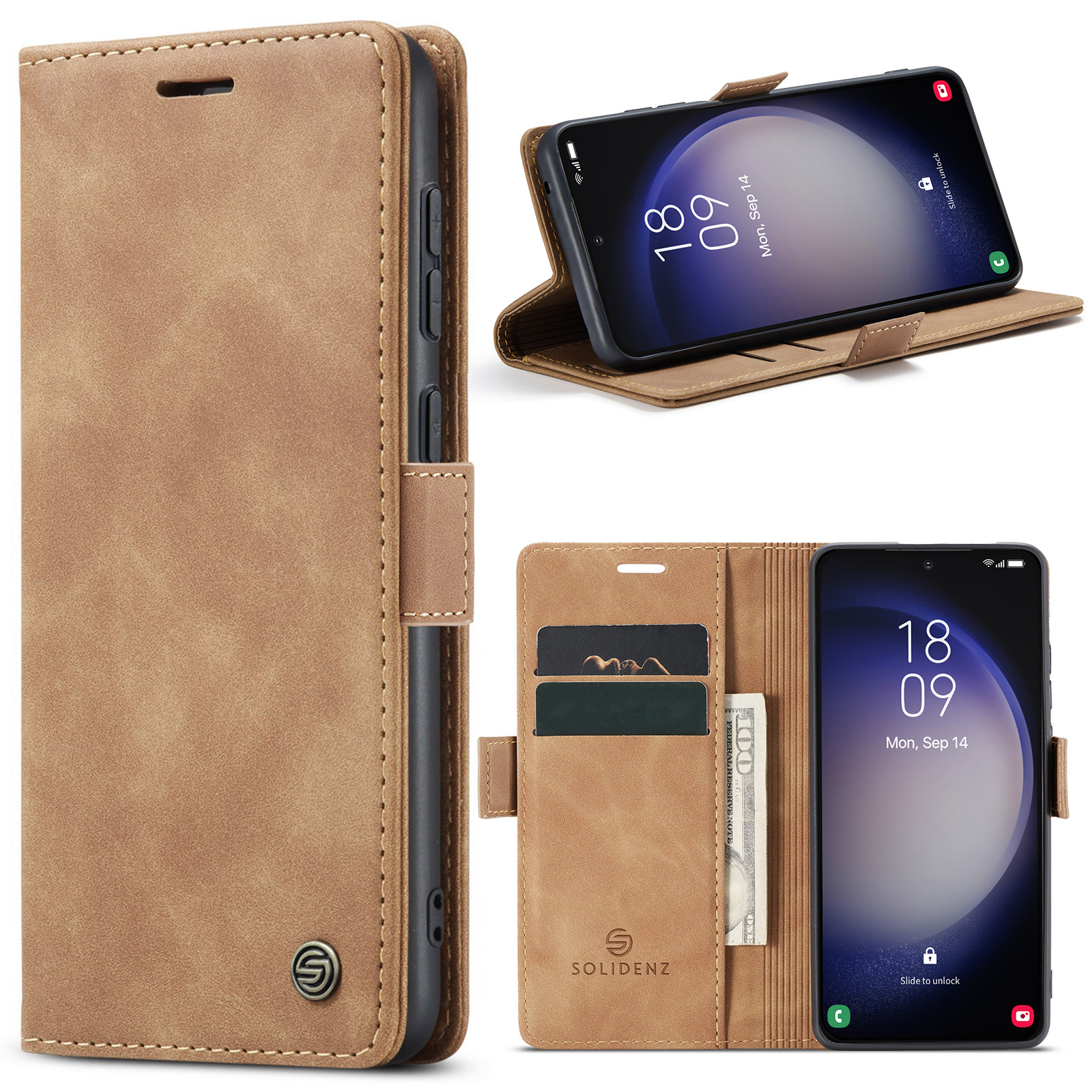 variatie Solidenz Urban Book Samsung S23 Plus hoesje – Bruin