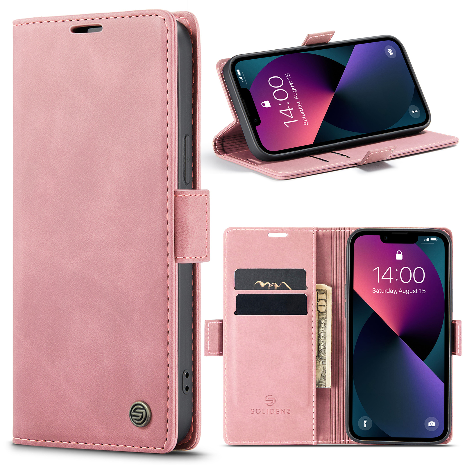 Solidenz Urban Book iPhone 13 Pro hoesje - Roze Main Image