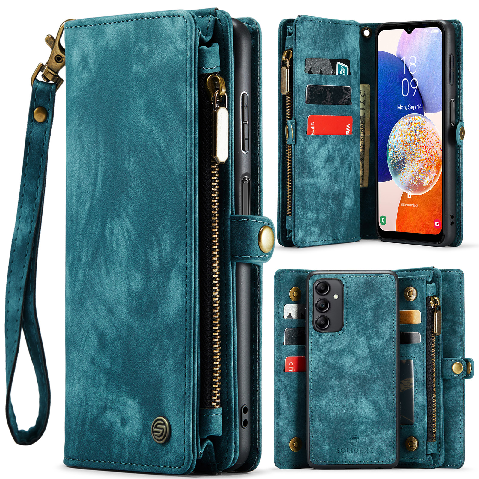 variatie Solidenz Urban Wallet Samsung A14 hoesje – Blauw