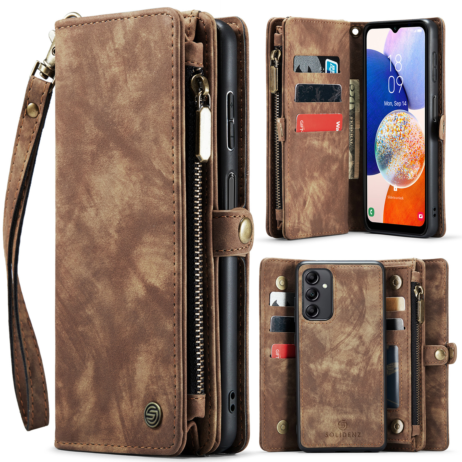 Solidenz Urban Wallet Samsung A14 hoesje - Bruin