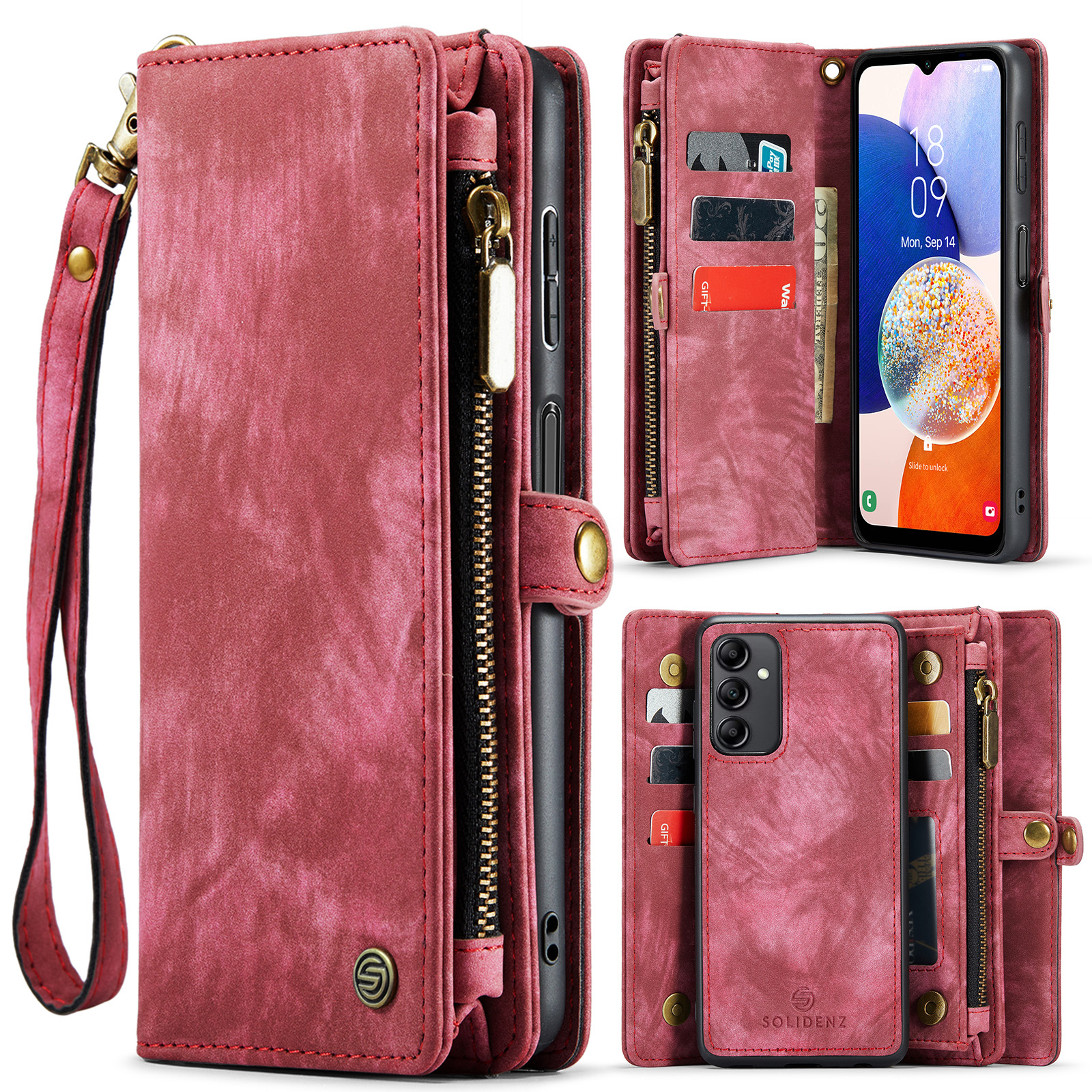 Solidenz Urban Wallet Samsung A14 hoesje - Rood