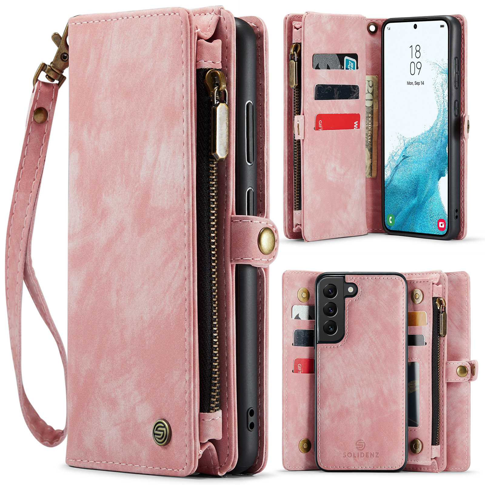 Solidenz Urban Wallet Samsung S22 Plus hoesje - Roze 1