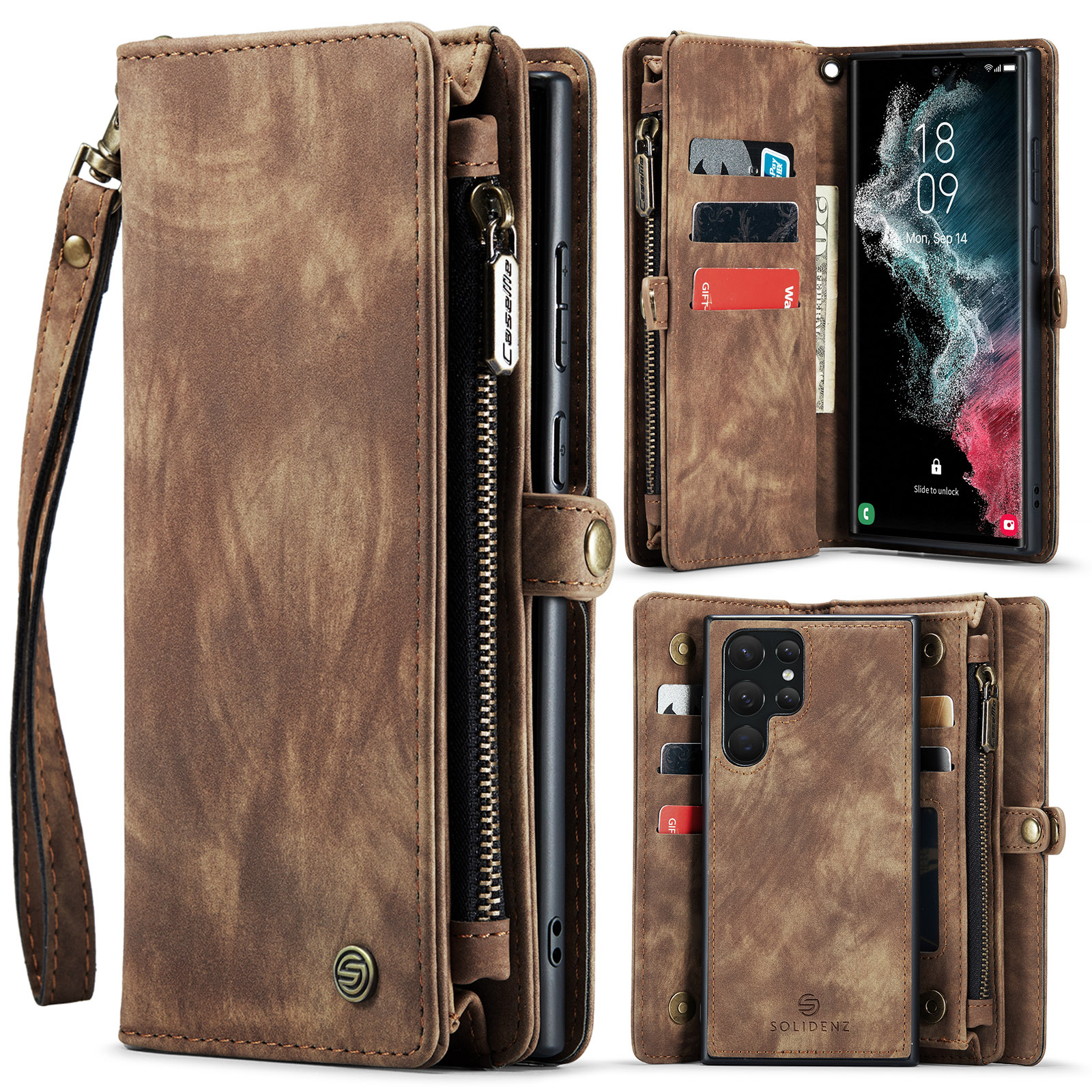 Solidenz Urban Wallet Samsung S22 Ultra hoesje - Bruin