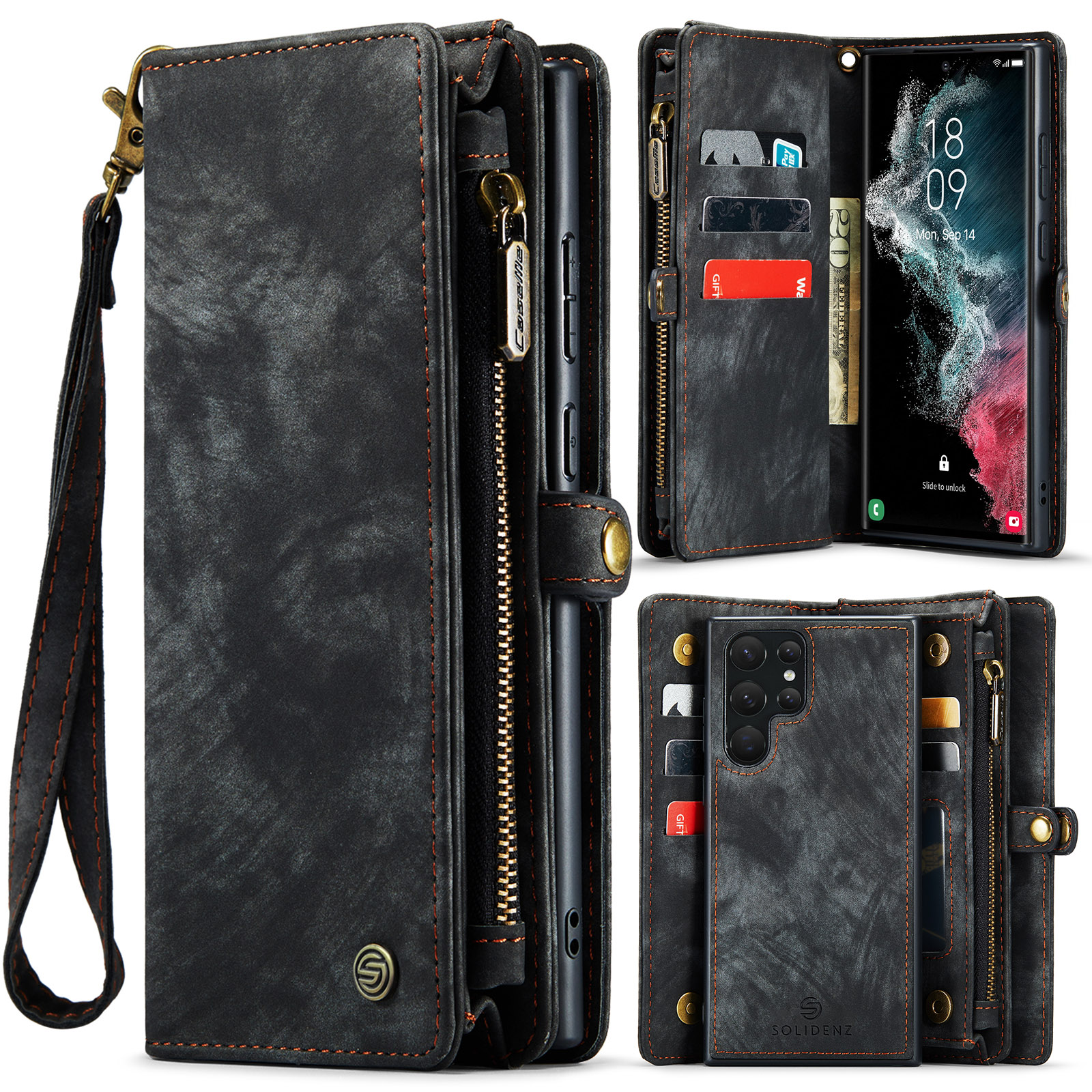 Solidenz Urban Wallet Samsung S22 Ultra hoesje - Zwart Main Image