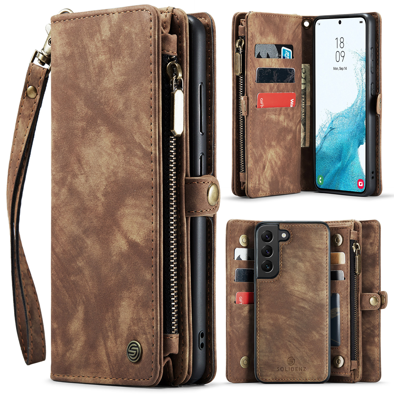 Solidenz Urban Wallet Samsung S22 hoesje - Bruin 1