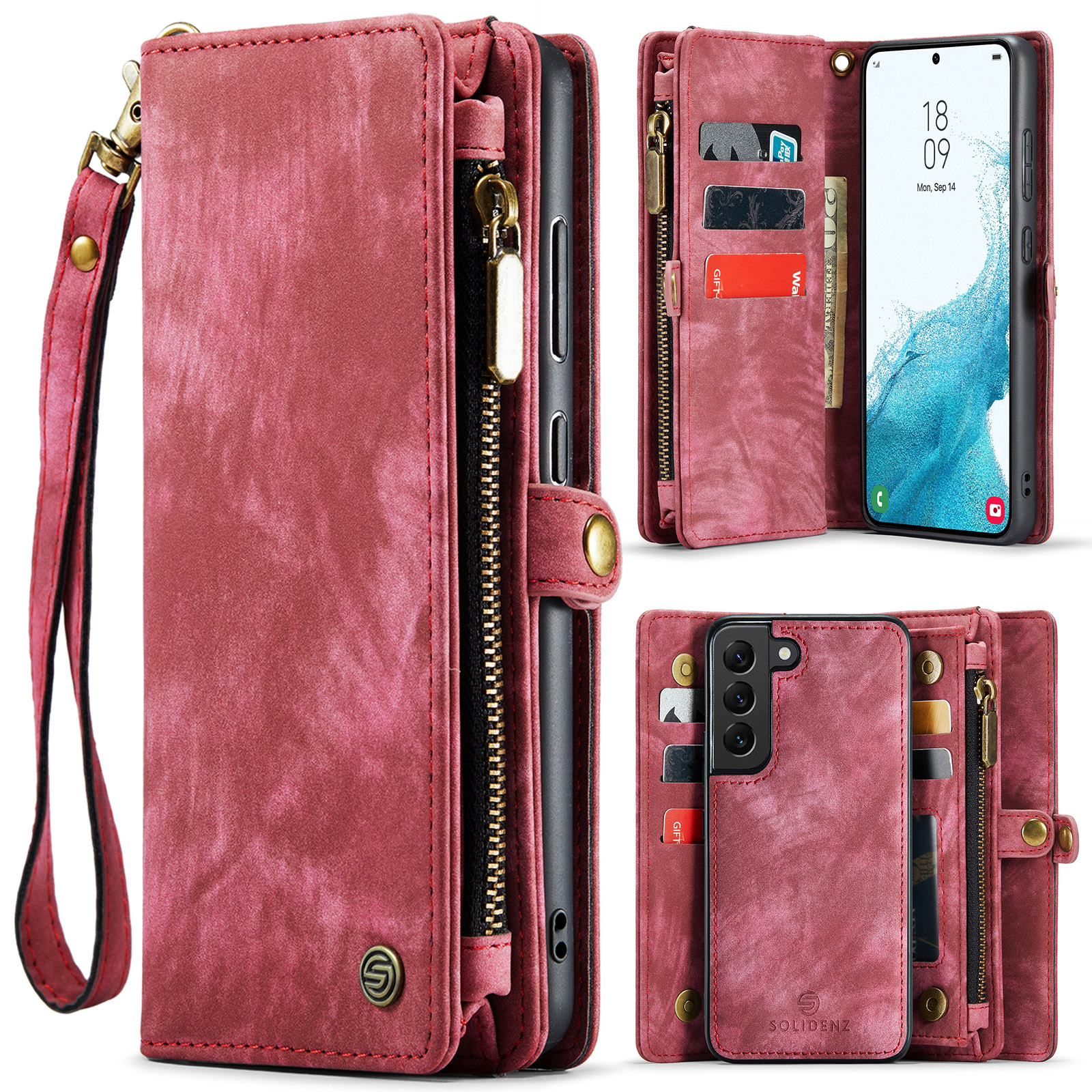 variatie Solidenz Urban Wallet Samsung S22 Plus hoesje – Rood