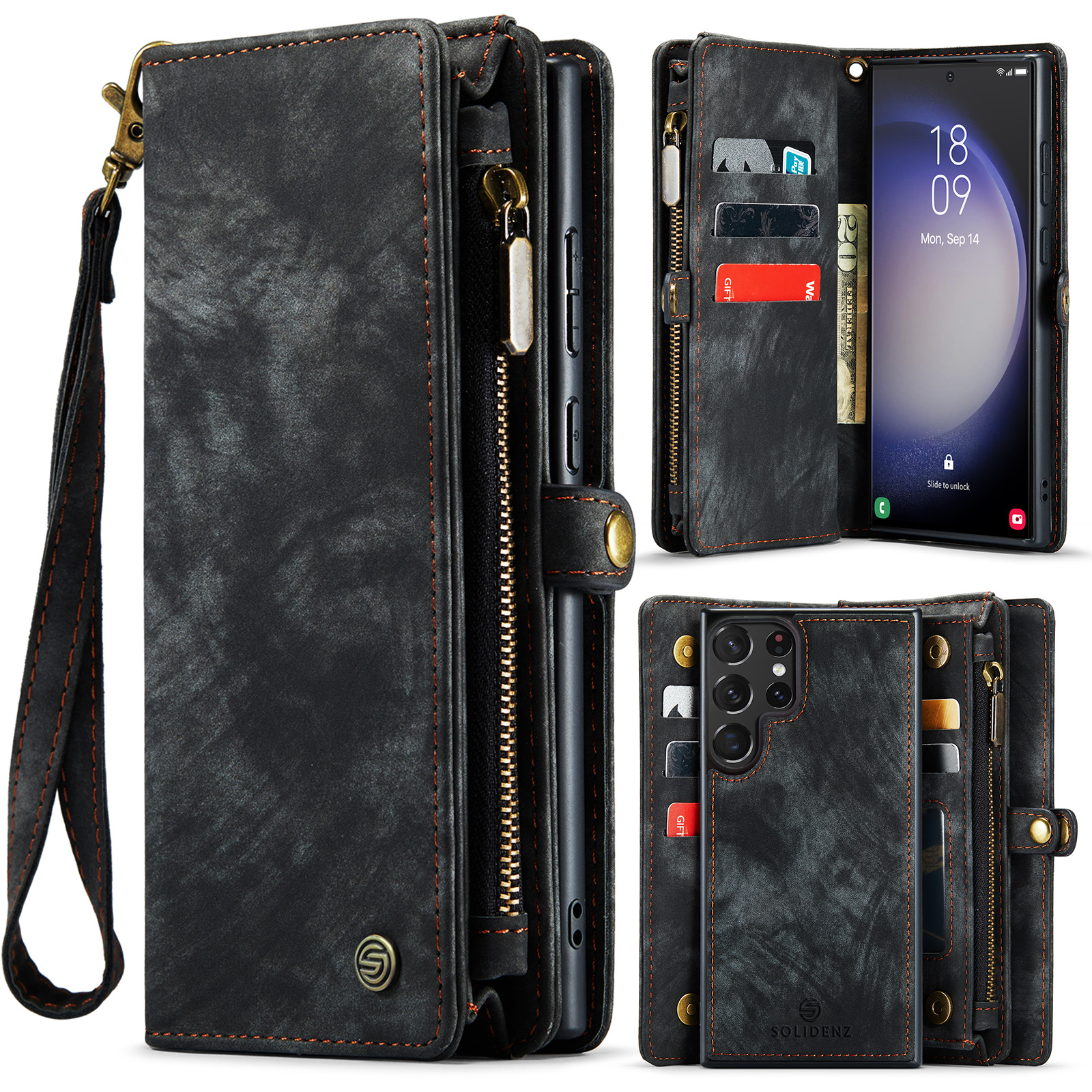 variatie Solidenz Urban Wallet Samsung S23 Ultra hoesje – Zwart