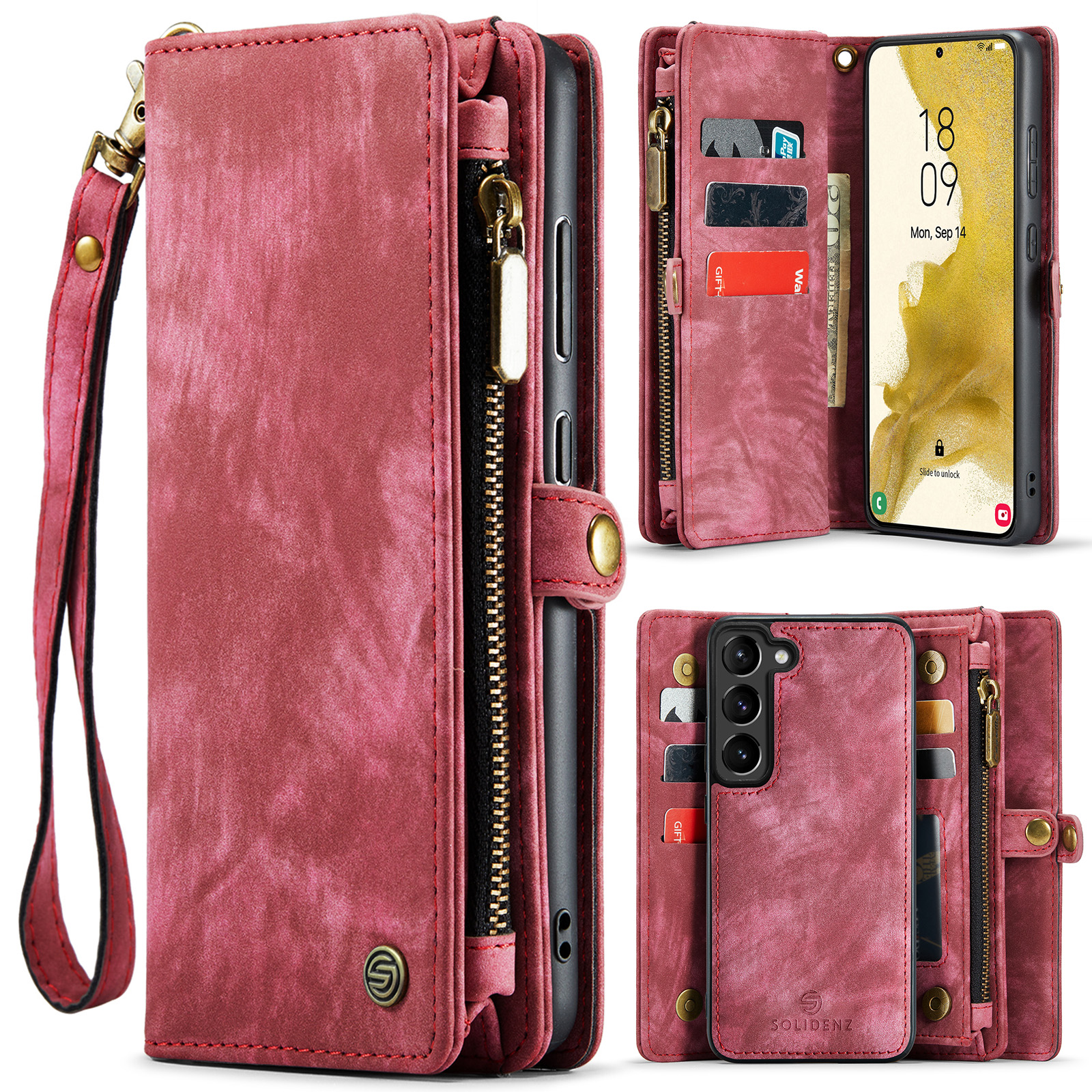 Solidenz Urban Wallet Samsung S23 hoesje - Rood 1