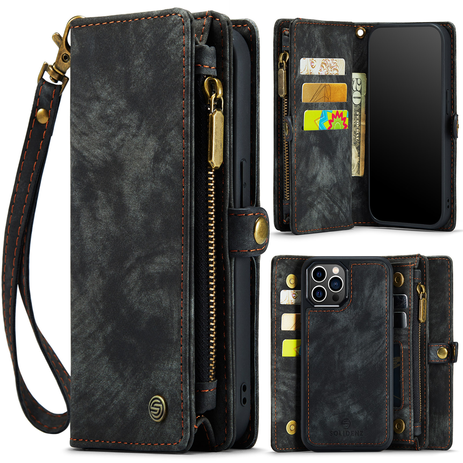 variatie Solidenz Urban Wallet iPhone 12 / 12 Pro hoesje – Zwart