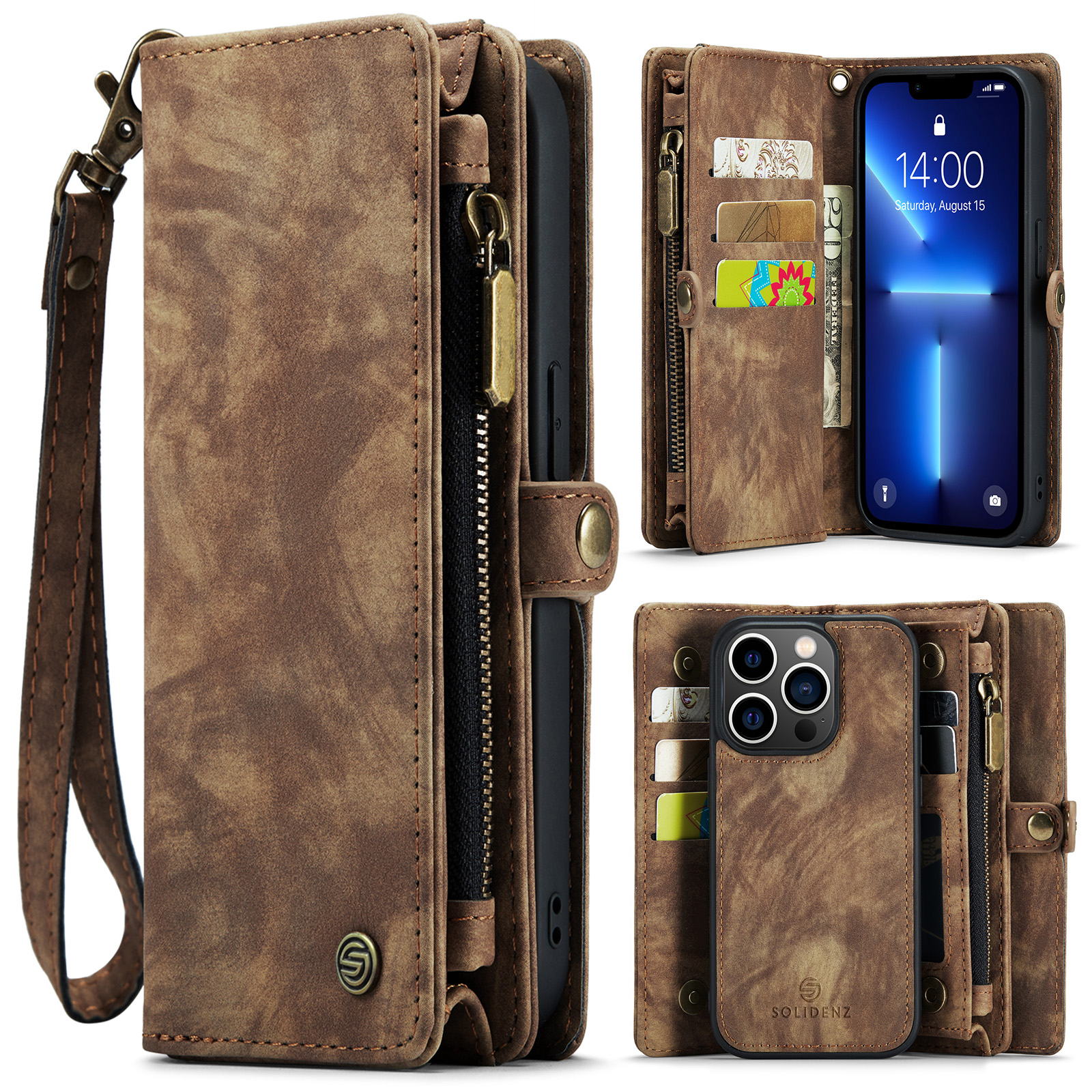 Solidenz Urban Wallet iPhone 13 Pro hoesje - Bruin 1