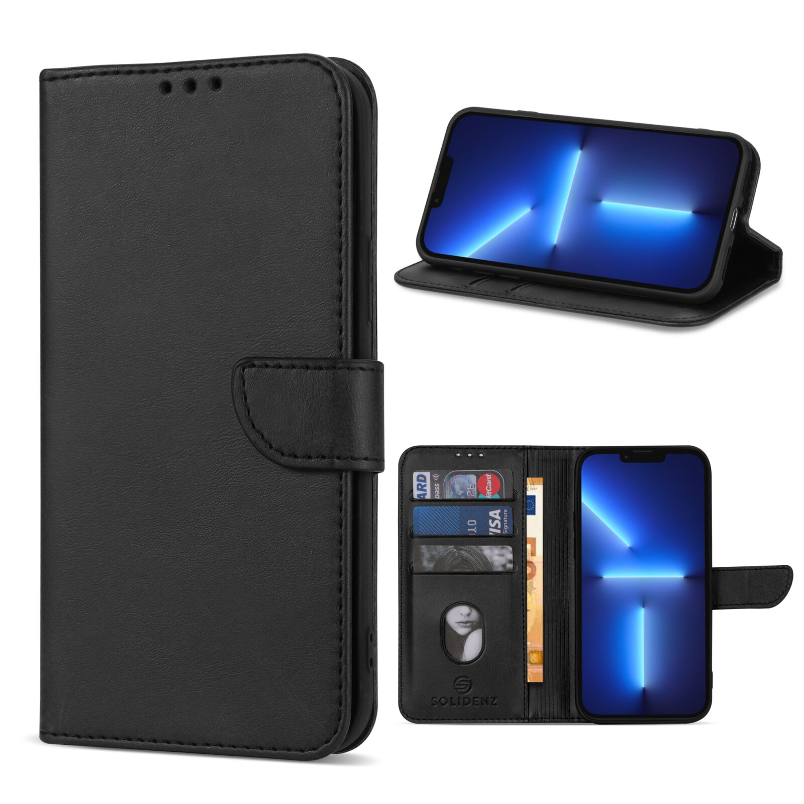 Solidenz bookcase iPhone 13 - Zwart 1
