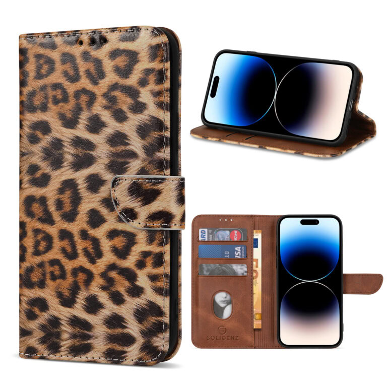 Solidenz bookcase iPhone 14 Pro Max - Luipaard