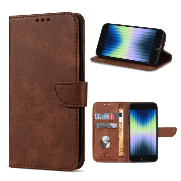 Solidenz bookcase iPhone SE (2022 / 2020)  - iPhone 8 en iPhone 7 - Bruin