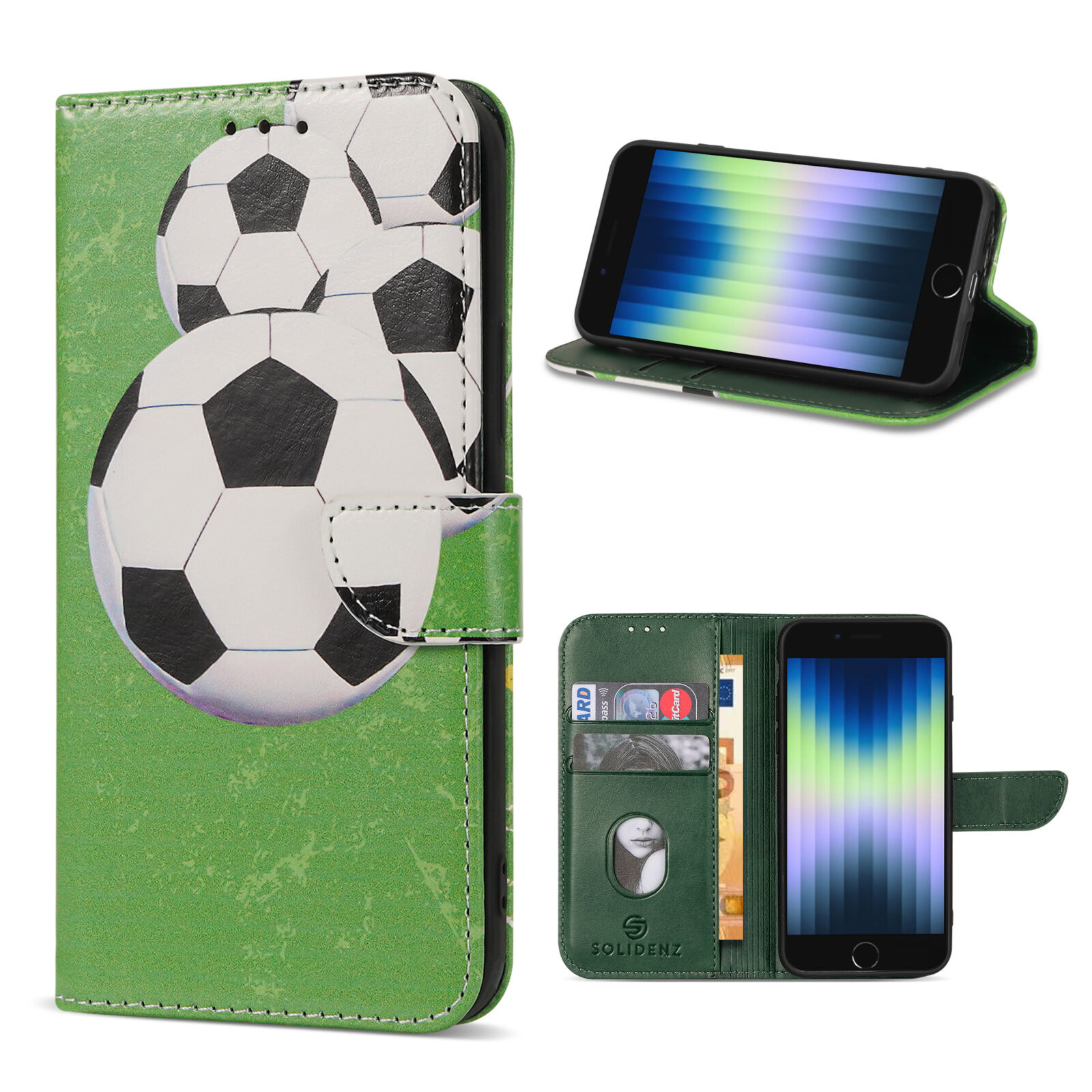 Solidenz bookcase iPhone SE (2022 2020) - iPhone 8 en iPhone 7 - Voetbal 1