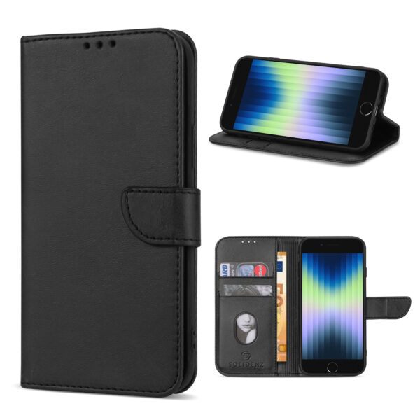 Solidenz bookcase iPhone SE (2022 / 2020)  - iPhone 8 en iPhone 7 - Zwart