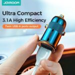 Joyroom autolader met 2x 3.1A USB-A snellaadpoorten - Zwart - 1