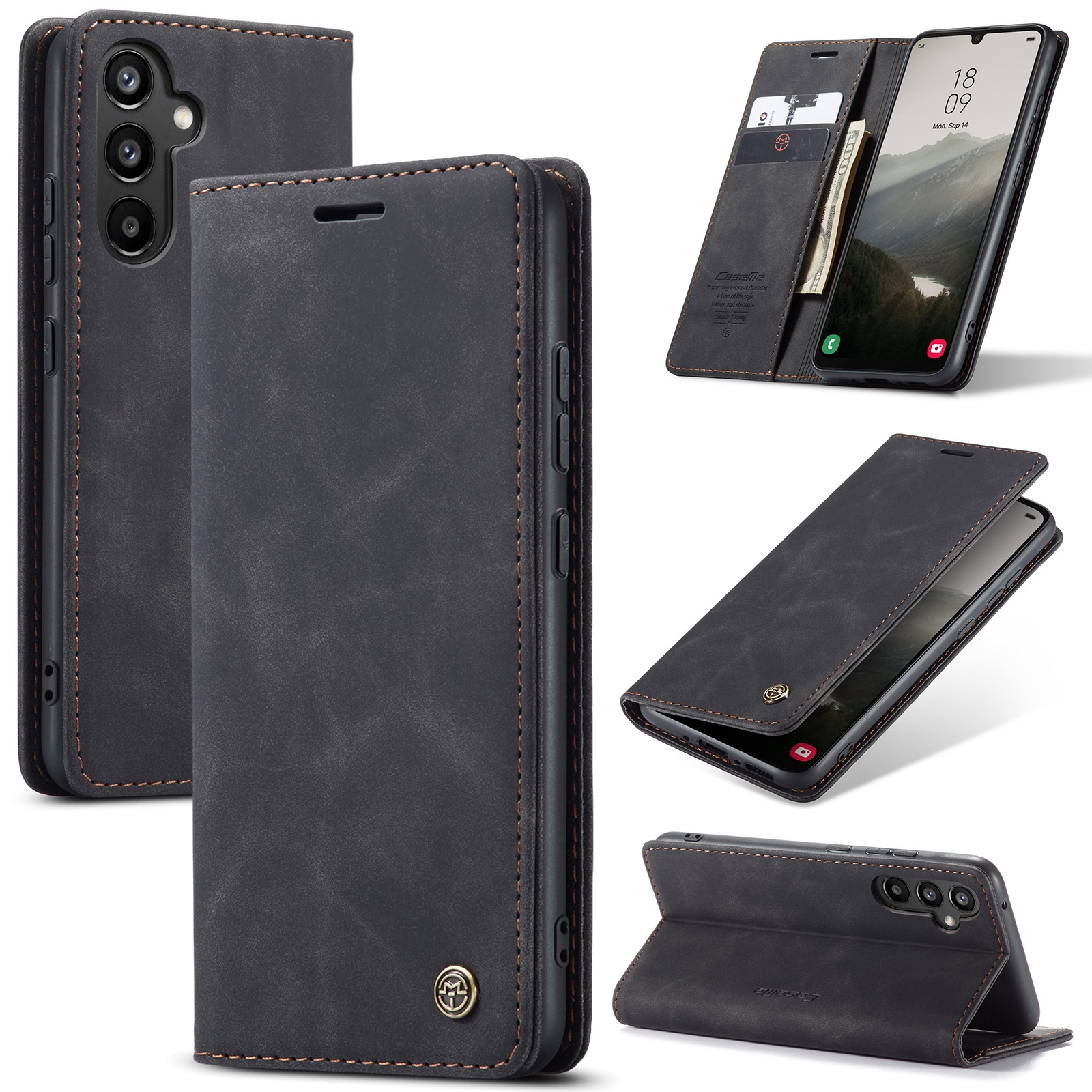 Caseme Retro Backcase hoesje Samsung Galaxy A34 - Zwart