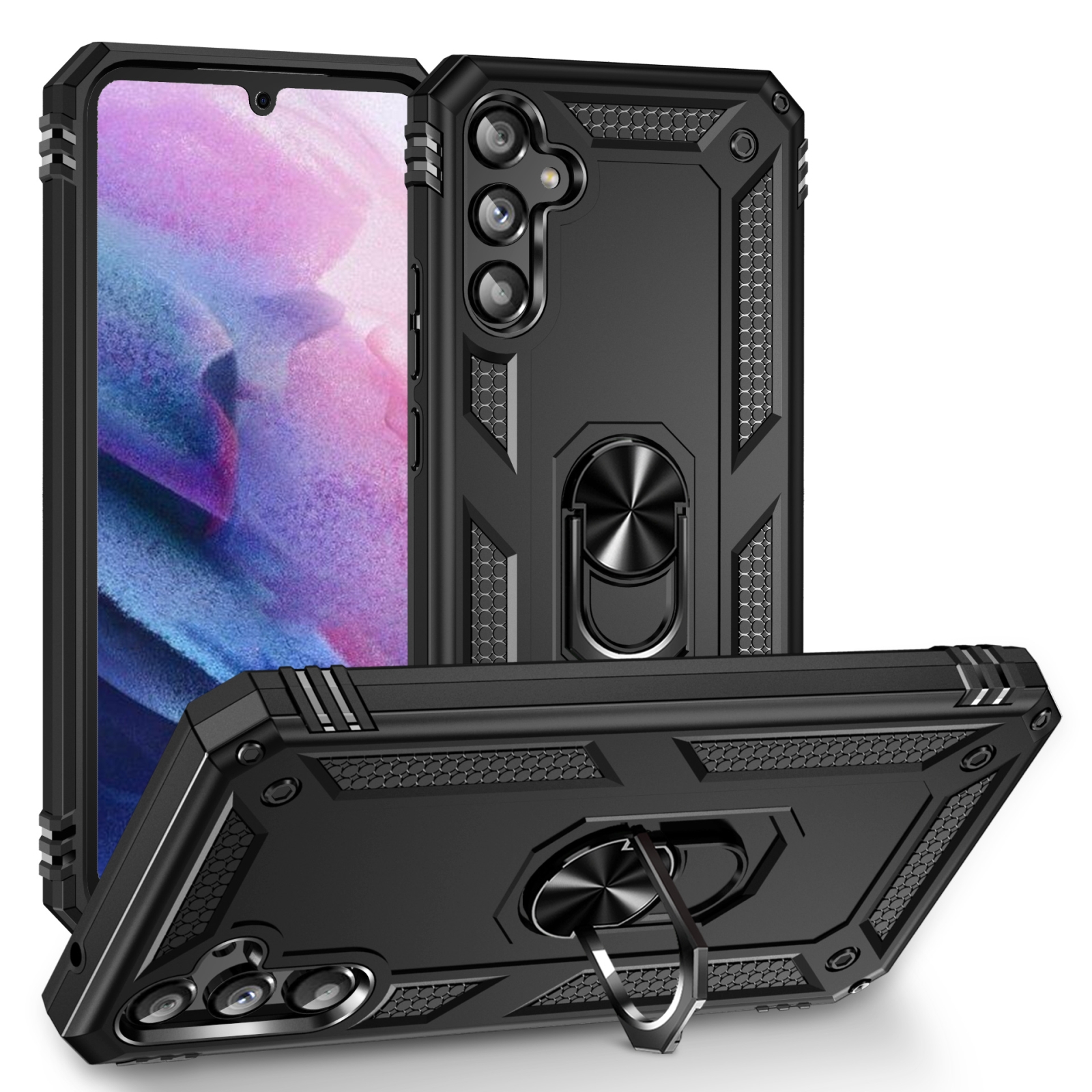 Ringhouder Backcover hoesje Samsung A34 - Zwart