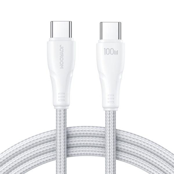 Joyroom 100W Nylon USB-C oplaadkabel 2m Snellader - Wit