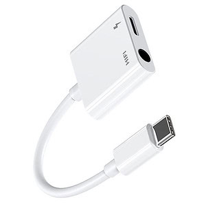 Joyroom 2-in-1 kabel met USB Type-C naar Audio Jack 3.5mm + USB Type-C – Wit