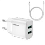 Joyroom 2.4A Dual USB-A oplader met snellaadfunctie - inclusief USB Type-C kabel - Wit cross-sell thumbnail