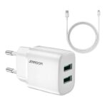 Joyroom 2.4A Dual USB-A oplader met snellaadfunctie - inclusief Lightning kabel - Wit cross-sell thumbnail