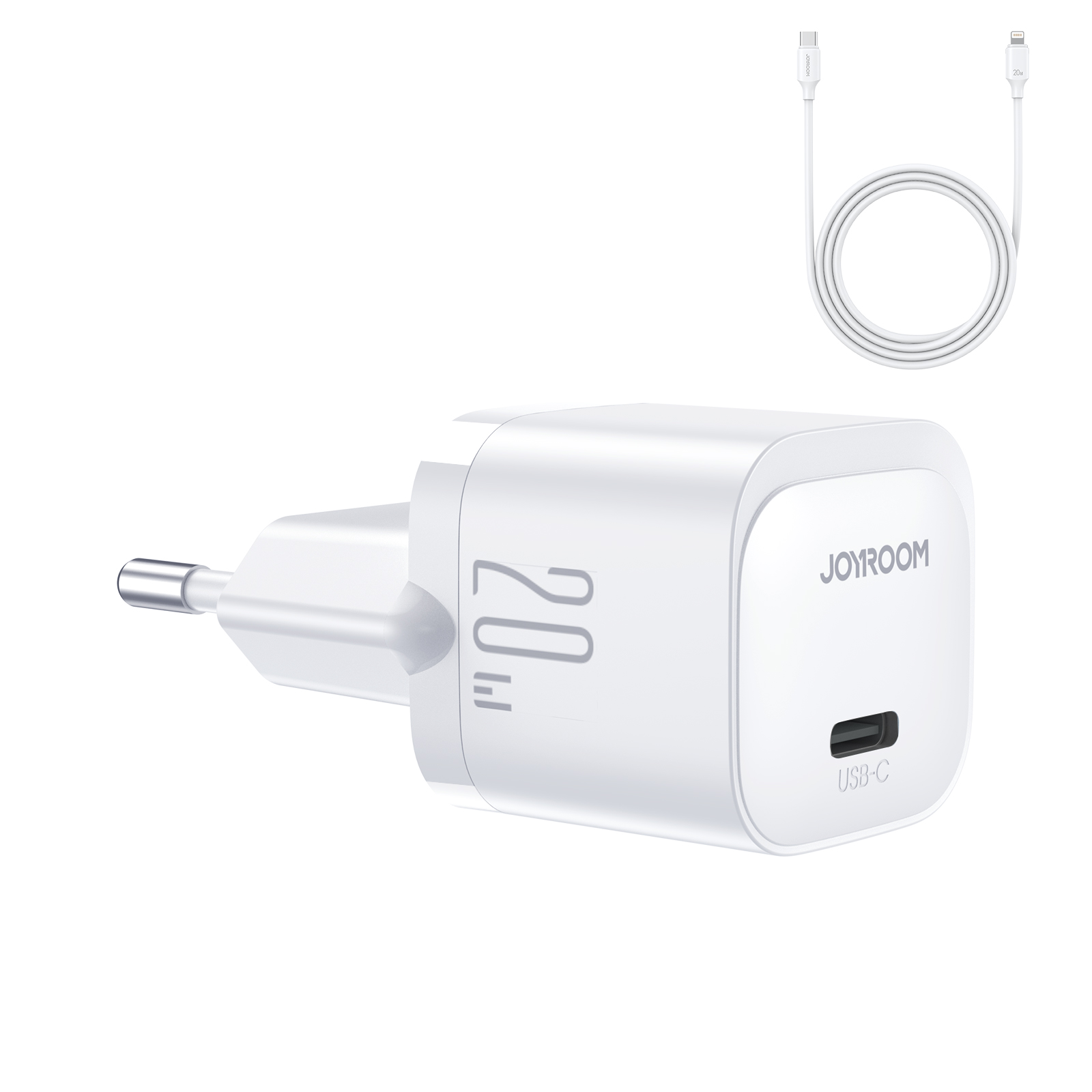 variatie Joyroom 20W mini oplader – inclusief 1m lightning kabel – Wit