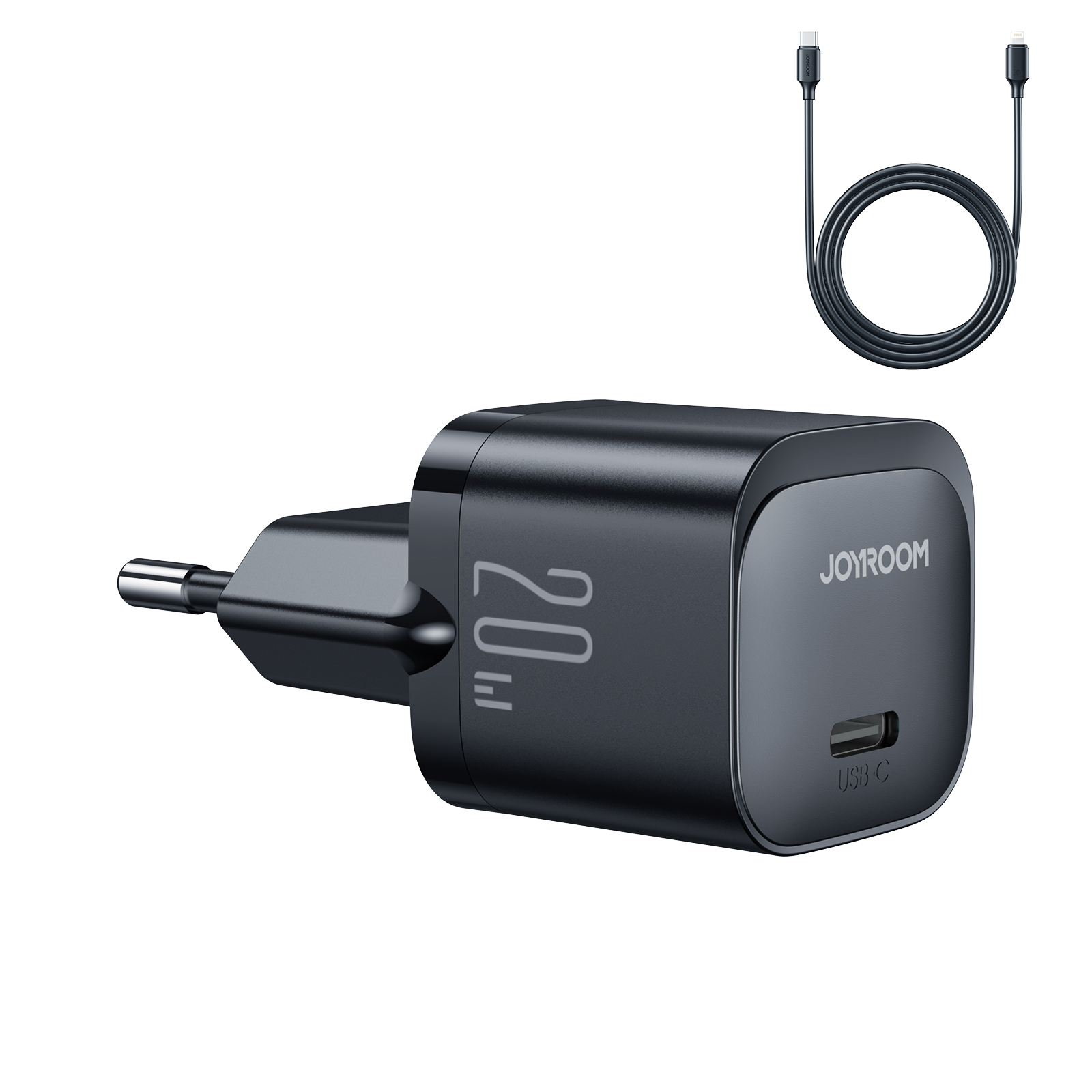 Joyroom 20W mini oplader - inclusief 1m lightning kabel - Zwart Main Image