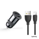 Joyroom 3.1A autolader met snellaadfunctie - 2 USB-A poorten inclusief Lightning kabel - Zwart cross-sell thumbnail