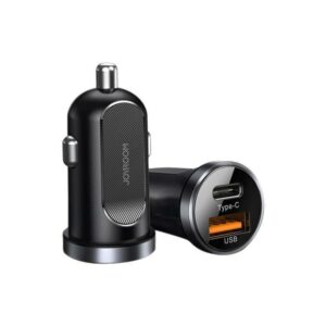 Joyroom 30W compacte autolader met snelladen, USB-A en USB type-C poorten – zwart