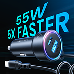 Joyroom 60W bedrade autolader met USB-C aansluiting in zwart - 2