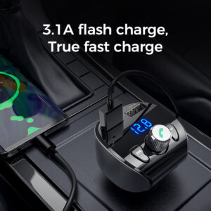 Joyroom Draadloze 18W MP3-speler met oplaadfunctie voor in de auto en USB-A-poorten in zwart 4