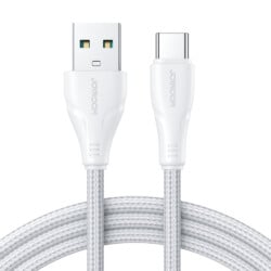 Joyroom 1.2m Nylon USB-C oplaadkabel - 3A Snellader - Wit