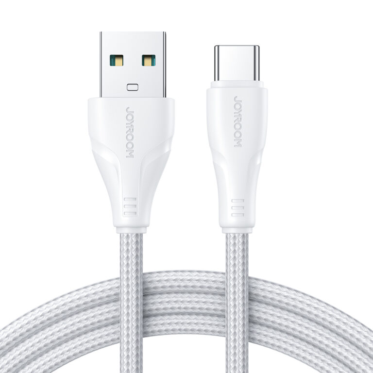 Joyroom 0.25m Nylon USB-C oplaadkabel - 3A Snellader - Wit