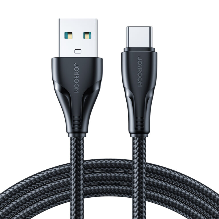 Joyroom 1.2m Nylon USB-C oplaadkabel - 3A Snellader - Zwart