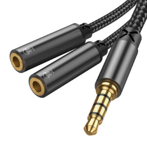 Joyroom audio jack splitter 0.2m met Aux 3.5mm male naar 2x Aux 3.5mm female - zwart 1