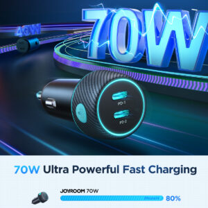 Joyroom autolader met 70W en 2 USB-C poorten in zwart 4