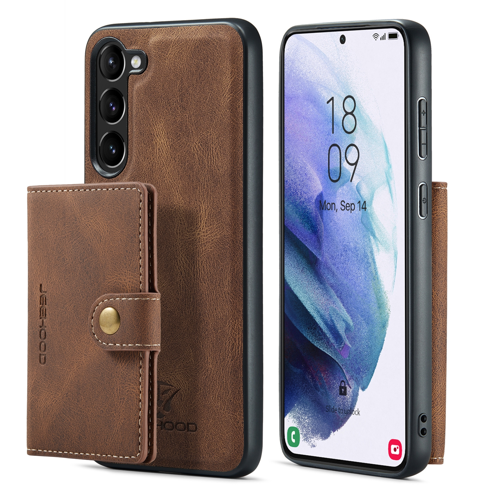 Samsung Galaxy A54 Magnetische backcover wallet hoesje - Bruin
