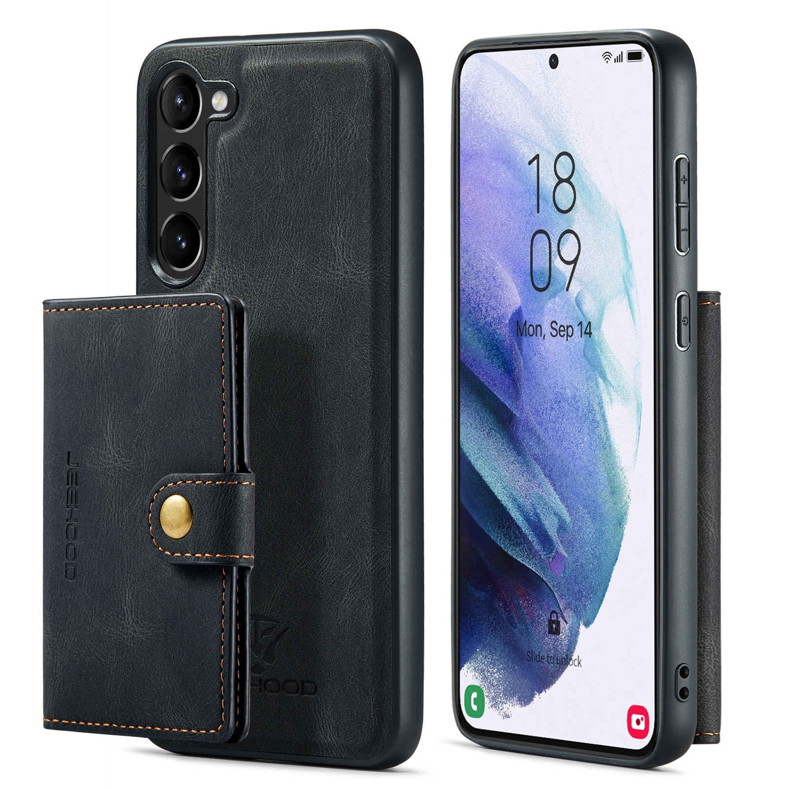 Samsung Galaxy A54 Magnetische backcover wallet hoesje - Zwart